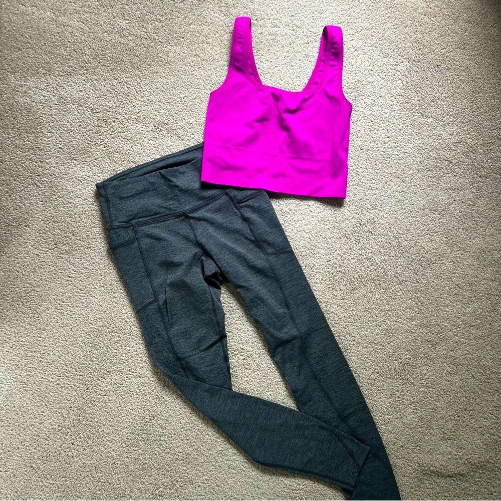 Size Small Gray Athleta Leggings W/Pockets & Ribbed Cropped Tank Alicia Keys